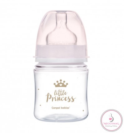 Canpol babies Antikólikás széles cumisüveg EasyStart 120 ml 0hó+ Royal baby rózsaszín