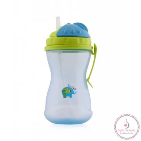 Baby Care Szívószálas sport itató 400 ml kék - zöld 