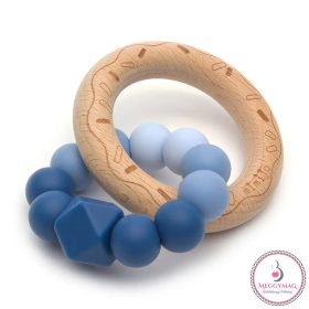 Mimijo Szilikon rágóka és csörgő kék Sky