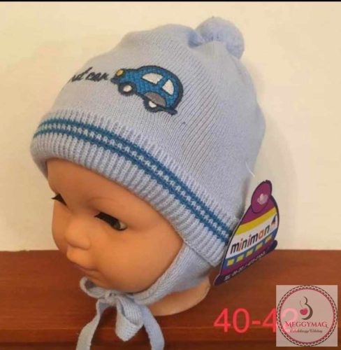 Minimanó megkötős kötött sapka -  40-42 cm