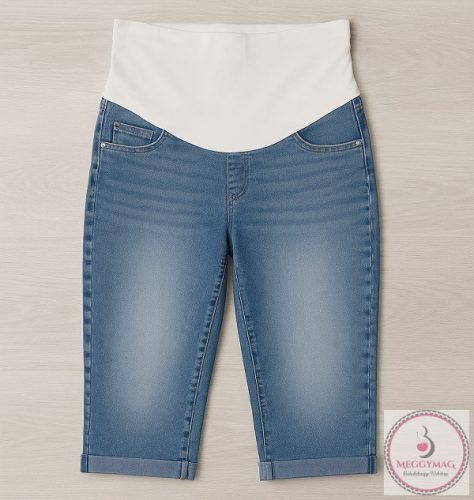 Koptatott capri fazonú kismama farmer - S