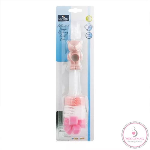 Lorelli cumi és cumisüvegmosó kefe - Macis pink 