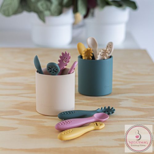PETITE&MARS Szilikon gyakorló kanál szett 3 db Take&Match Desert Sand 6m+