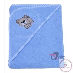 „Macika” hímzett babakifogó 80×80 cm kék