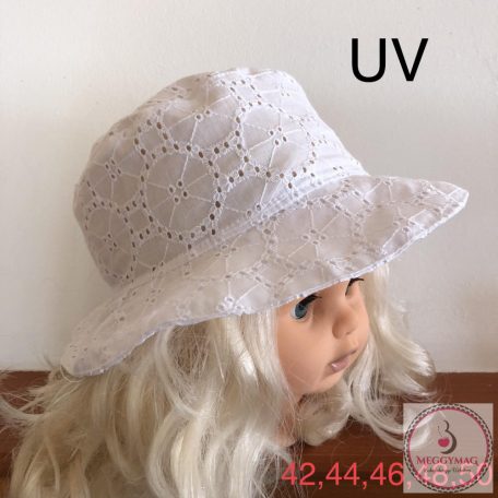 Minimanó nyári kalap (42, 44, 50) - fehér madeirás 