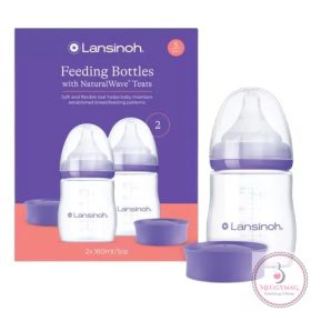   Lansinoh 2 db cumisüveg lassú folyású etetőcumival + 2 db fedéllel