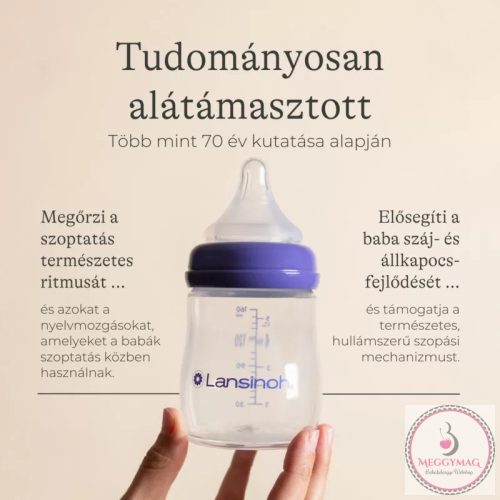 Lansinoh 2 db cumisüveg lassú folyású etetőcumival + 2 db fedéllel