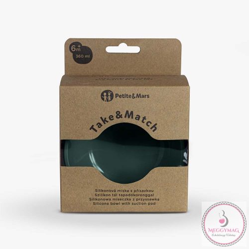 PETITE&MARS Szilikon tál tapadókoronggal TAKE&MATCH Misty Green 6m+