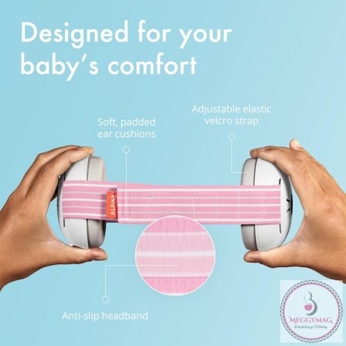 BÉRLÉS! Zajcsökkentő fejhallgató babáknak, ABS/eco-bőr, állítható, biztonságos és kényelmes, hallásvédő, alacsony zajszint 25 Db, szürke
