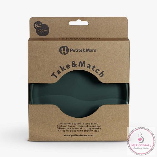 PETITE&MARS Szilikon tányér tapadókoronggal TAKE&MATCH Misty Green 6m+