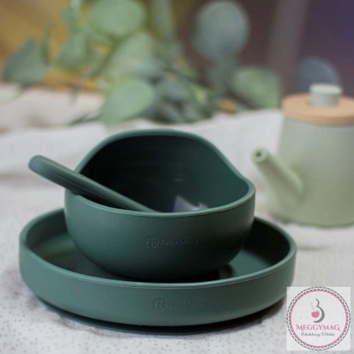 PETITE&MARS Szilikon tányér tapadókoronggal TAKE&MATCH Misty Green 6m+