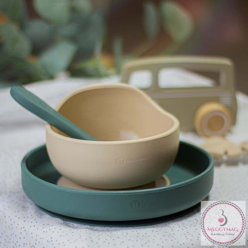 PETITE&MARS Szilikon tányér tapadókoronggal TAKE&MATCH Misty Green 6m+