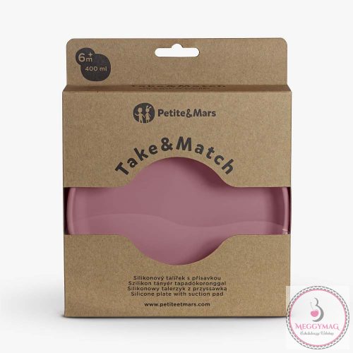 PETITE&MARS Szilikon tányér tapadókoronggal TAKE&MATCH Dusty Rose 6m+