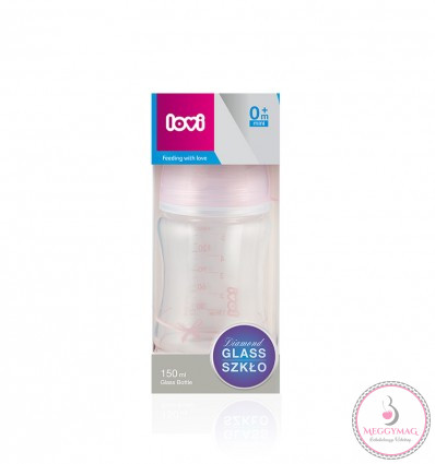 Lovi cumisüveg Diamond Glass 150ml 0hó+ Baby Shower lány