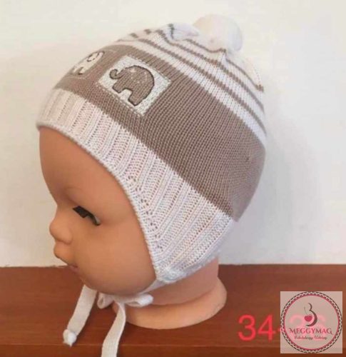 Minimanó megkötős kötött sapka -  34-36 cm