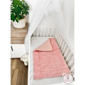   Kétoldalú babatakaró 70×90 cm | Púder rózsaszín pamutvászon, minky, antiallergén töltettel