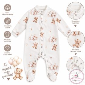 MM ONESIE Prémium pamut rugdalózó Maci 68