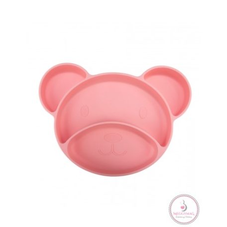 Szilikonos tányér tapadókoronggal elválasztott Mackó rózsaszín
