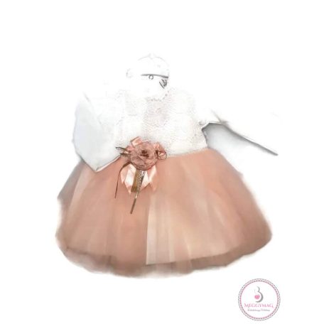 Alkalmi kislány ruha, koszorúslány ruha babáknak, rózsaszín, 74-es
