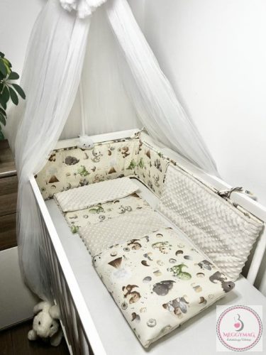 Gyönyörű pamut-minky babaszoba szett Dínó 