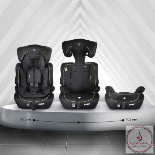 Moni FLEX autósülés 76-150cm FEKETE/ZÖLD díszcsík