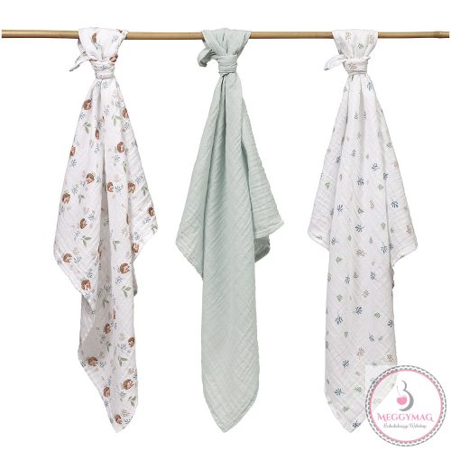 BabyOno textilpelenka színes 3db acélszürke sünimintás 348/16