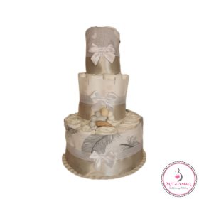 Mini háromszintes pelenkatorta Mimijo rágókával szürke