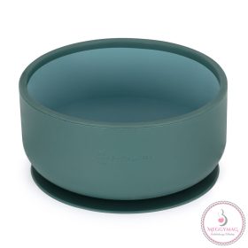   PETITE&MARS Kétszínű szilikon tál tapadó koronggal Take&Match Misty Green 6m+