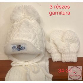   MM prémium kötött téli sapka-sál - kesztyű szett 34-36 cm, újszülött méret 