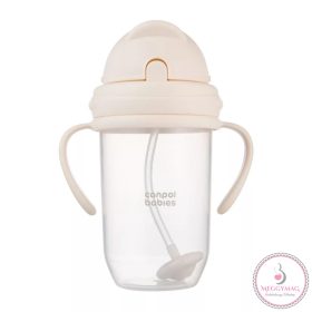   Canpol babies Súlyozott szívószálas itatópohár, 270ml, krémszín
