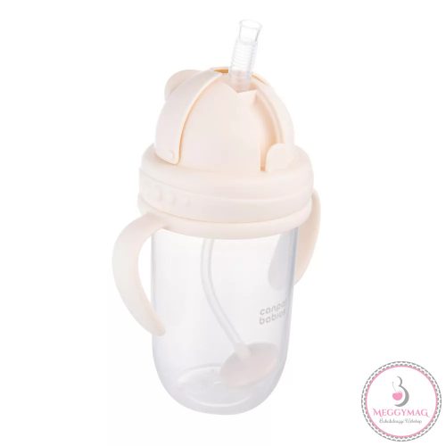 Canpol babies Súlyozott szívószálas itatópohár, 270ml, krémszín