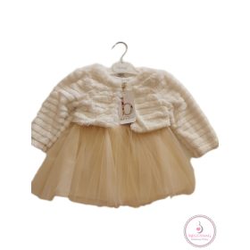   Alkalmi kislány ruha, koszorúslány ruha boleróval, bézs 74-es