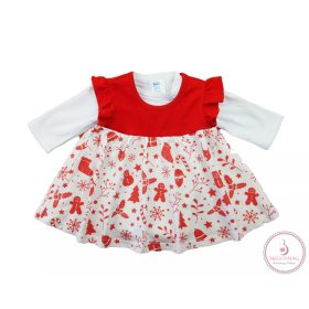   2 részes alkalmi baba ruha szett karácsonyi mintával 68-as