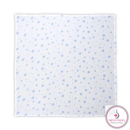 Lorelli Muszlin takaró / textil pelenka 80x80 cm - White With Blue Stars 