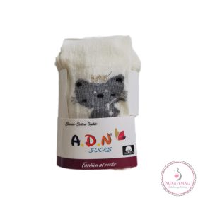 Újszülött baba harisnya, 0-6 hó ekrü cicás 