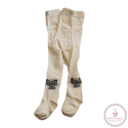 Újszülött baba harisnya, 0-6 hó ekrü cicás 