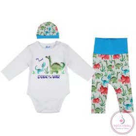 3 részes kisfiú baba szett dinós mintával, 80-as