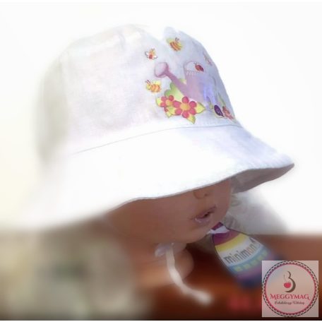 Minimanó nyári kalap (44,46) - fehér virágos 