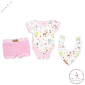 Babaruha szett - Nyári - rózsaszín erdei állatos 80