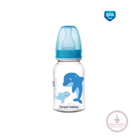 Canpol babies műanyag formázott cumisüveg LOVE&SEA 125 ml 3 hó+, Delfin