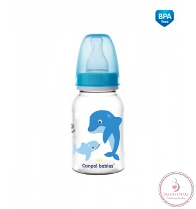 Canpol babies műanyag formázott cumisüveg LOVE&SEA 125 ml 3 hó+, Delfin