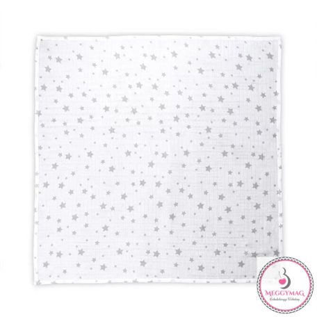 Lorelli Muszlin takaró / textil pelenka 80x80 cm - White With Grey Stars 