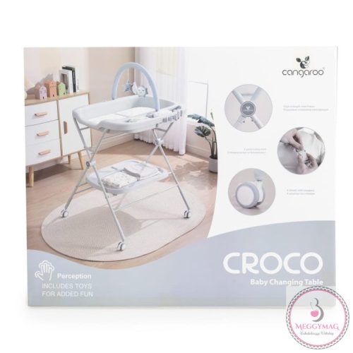 CROCO multifunkciós, összecsukható pelenkázó asztal SZÜRKE, KÉSZLETEN A BOLTBAN!