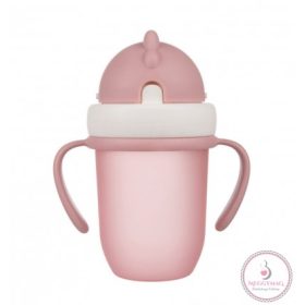   Canpol babies Szívószálas pohár 210 ml 9hó+ Flip Top matt rózsaszín