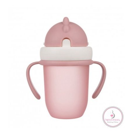 Canpol babies Szívószálas pohár 210 ml 9hó+ Flip Top matt rózsaszín