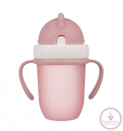 Canpol babies Szívószálas pohár 210 ml 9hó+ Flip Top matt rózsaszín