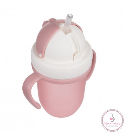 Canpol babies Szívószálas pohár 210 ml 9hó+ Flip Top matt rózsaszín