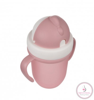 Canpol babies Szívószálas pohár 210 ml 9hó+ Flip Top matt rózsaszín