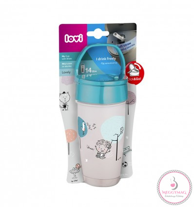 Lovi Szívószálas itatópohár ACTIVE 350 ml 14hó+ Lovely Boy