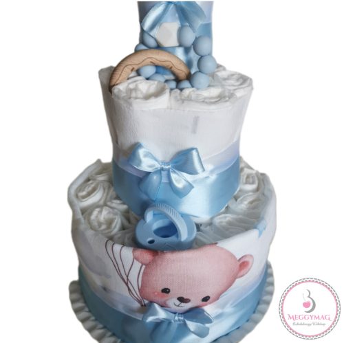 Mini háromszintes pelenkatorta Mimijo kék macis